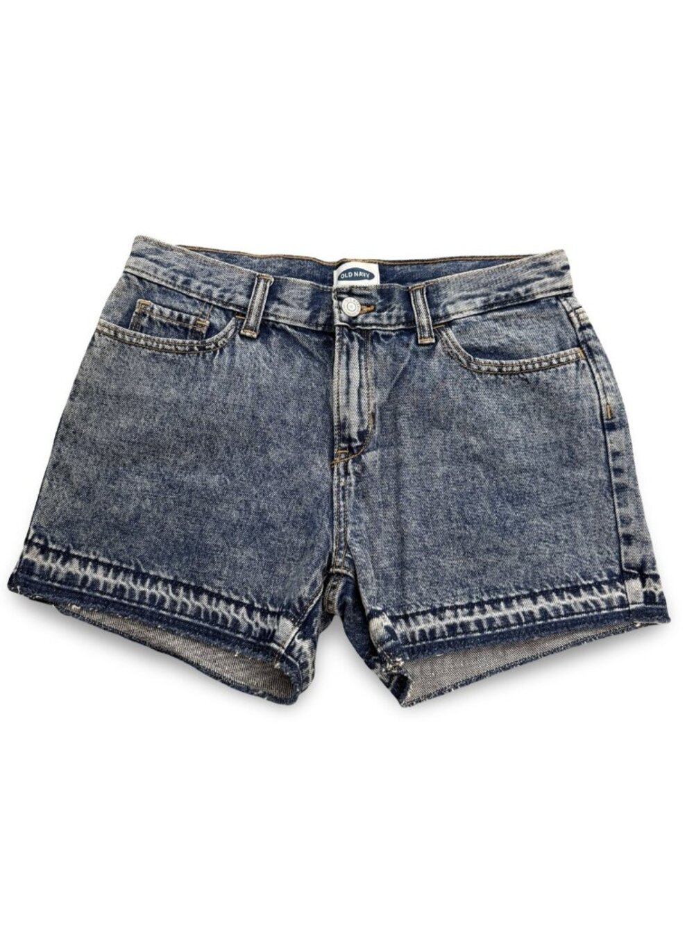 Old Navy Acid Wash Denim Cutoff Jean Shorts Girls 16 Blue Let Down‎ Hem Summer